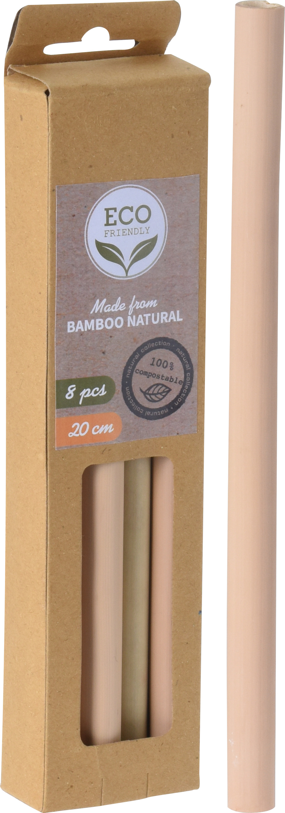H&L Bambusová brčka 20cm, sada 8ks