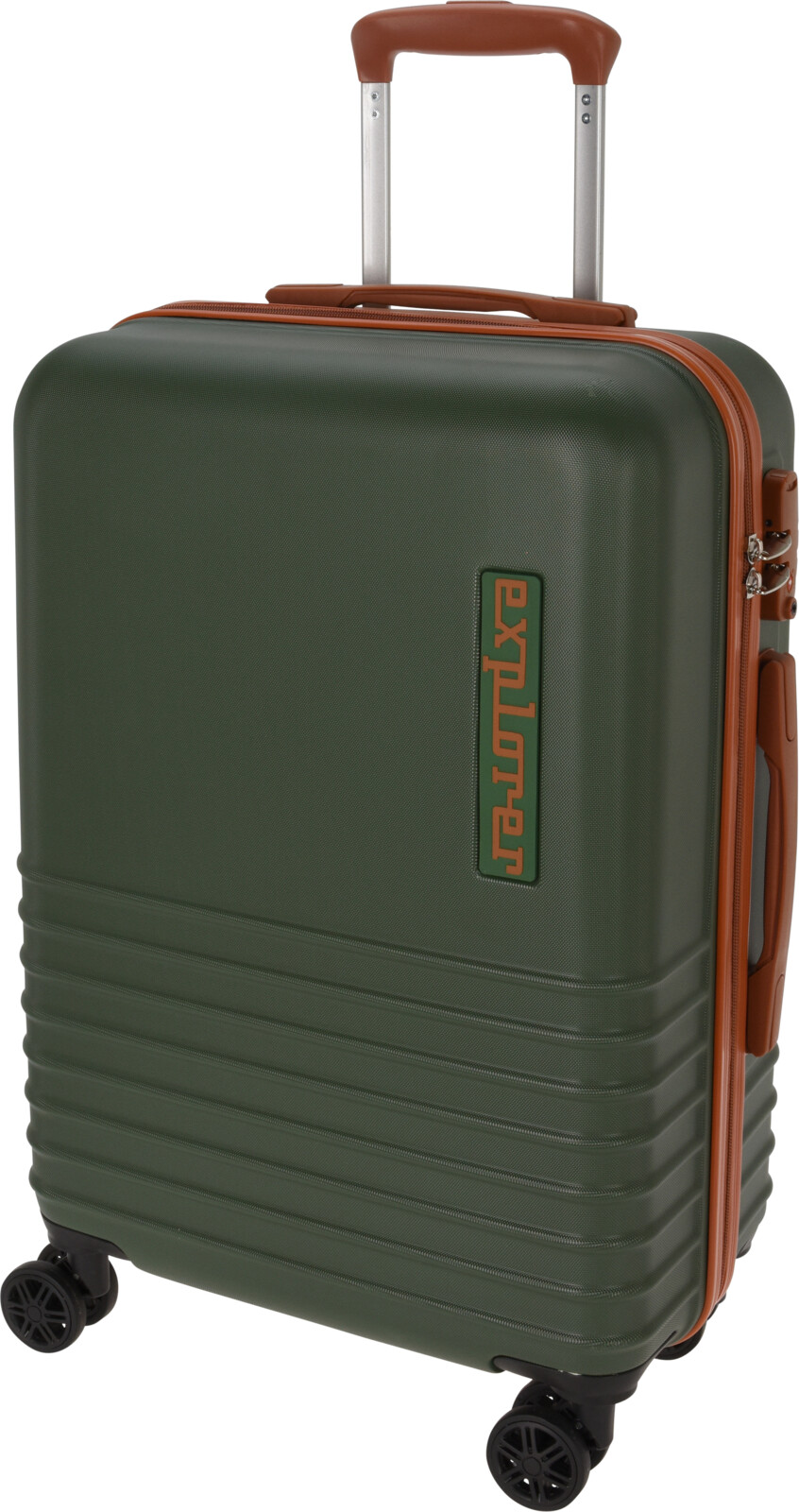 H&L Cestovní kufr Explorer 26" – zelená/koňaková, velký objem, TSA zámek