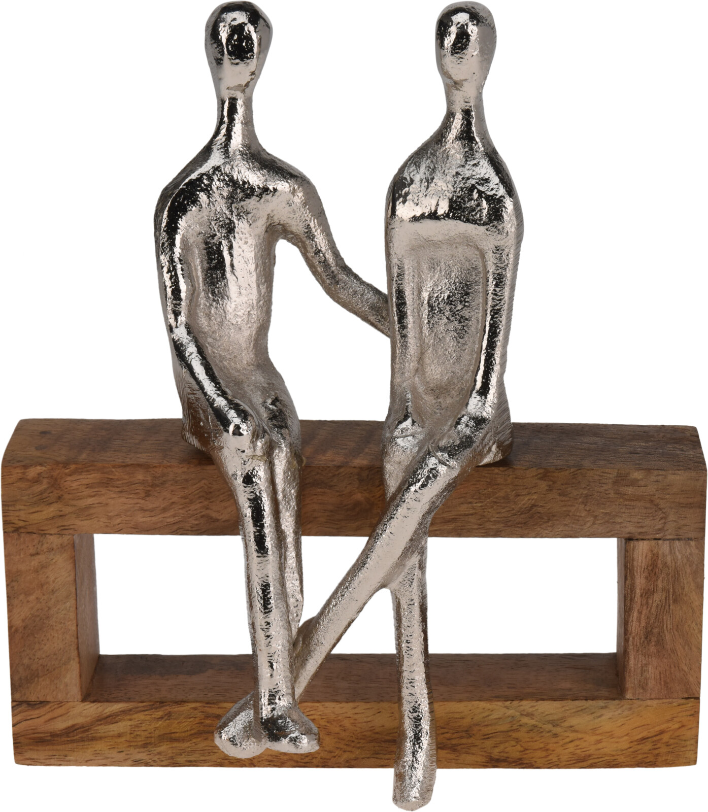 H&L Dekorativní soška Couple 15x4x18 cm, dřevo/stříbrná