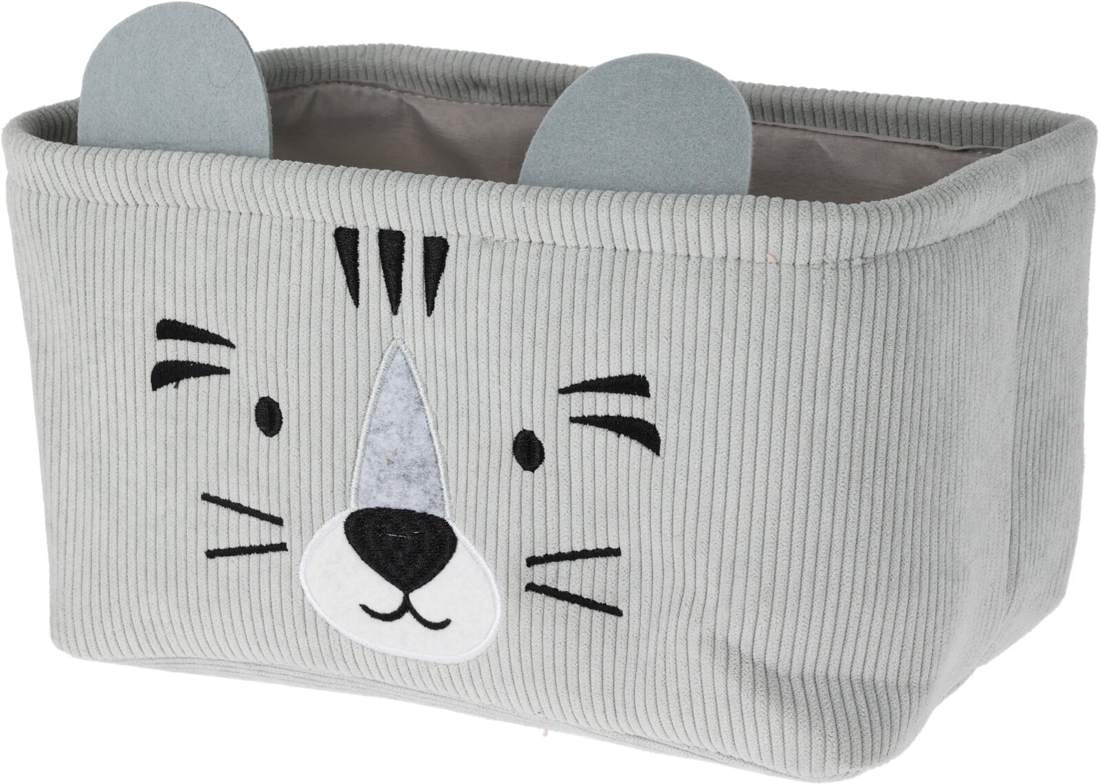 H&L Dětský úložný košík Tygr, 33x20x19, manšestr, šedá