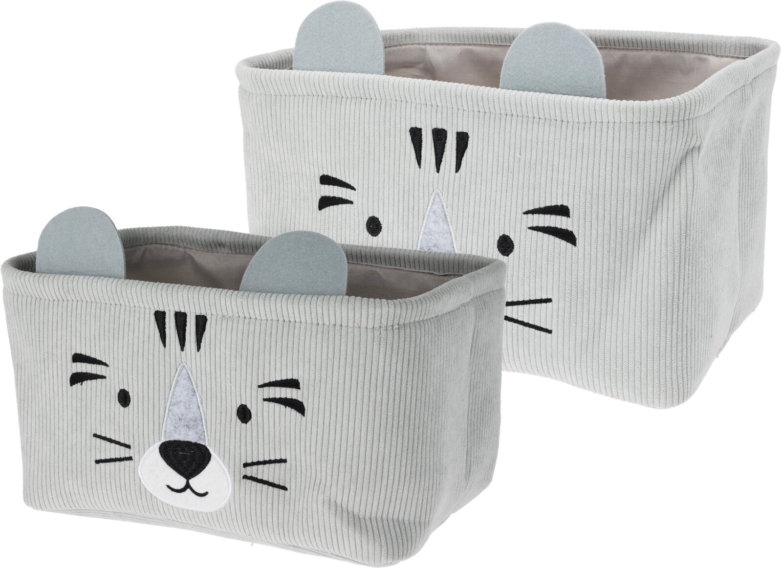 H&L Dětský úložný košík Tygr, set 2 ks, manšestr, šedá