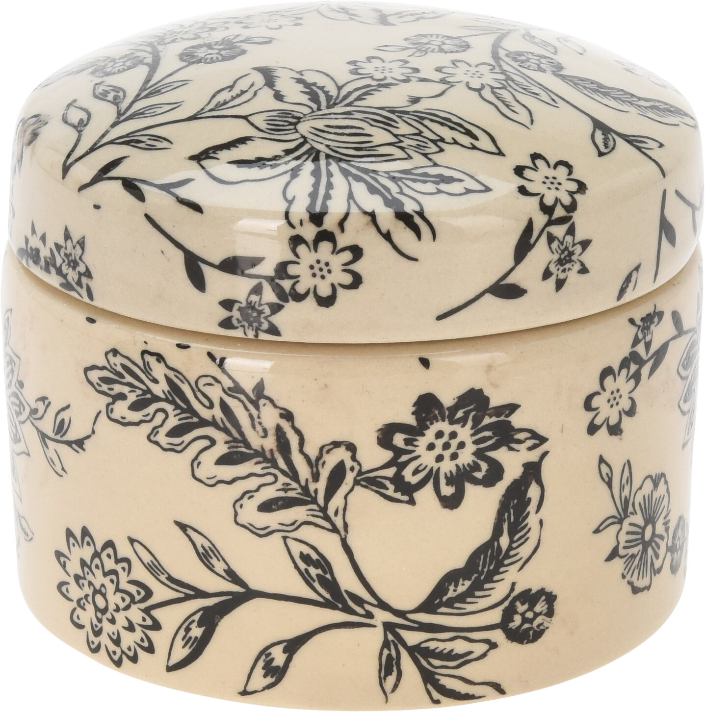 H&L Dóza s víčkem FLEUR, 10x8 cm, béžová,modrá