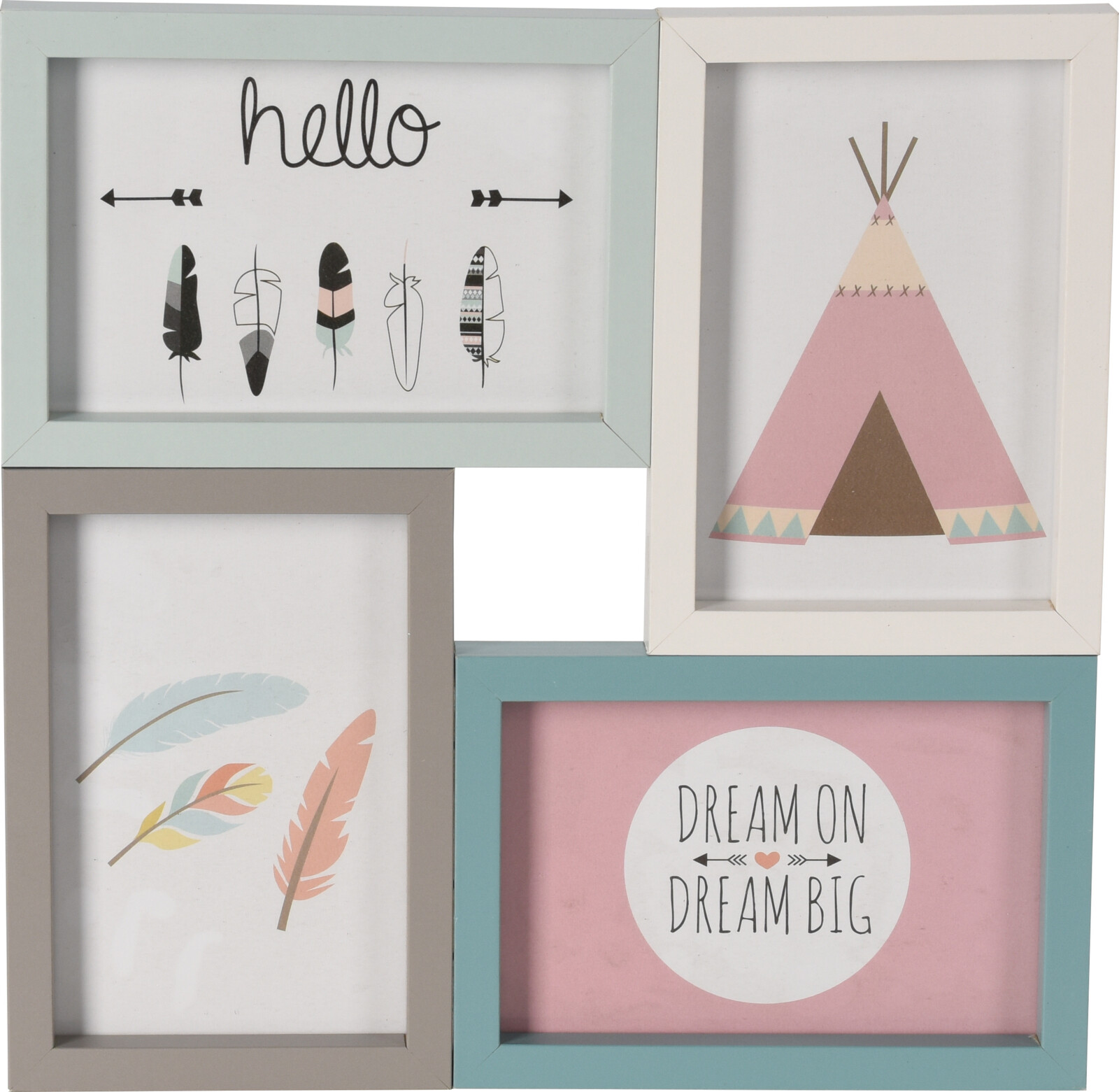 H&L Fotorámeček na 4 fotky, pastelové barvy