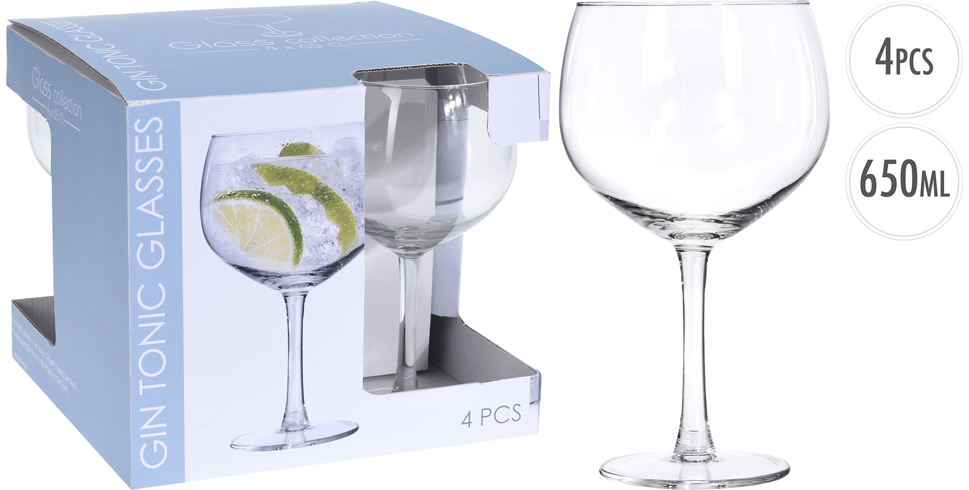 H&L Sklenice na Gin Tonic Classic 650ml, set 4ks