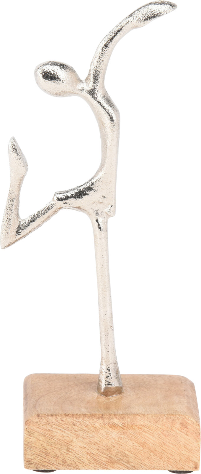 H&L Soška tančící postava na dřevěném podkladu 21cm, stříbrná, taneční pozice A