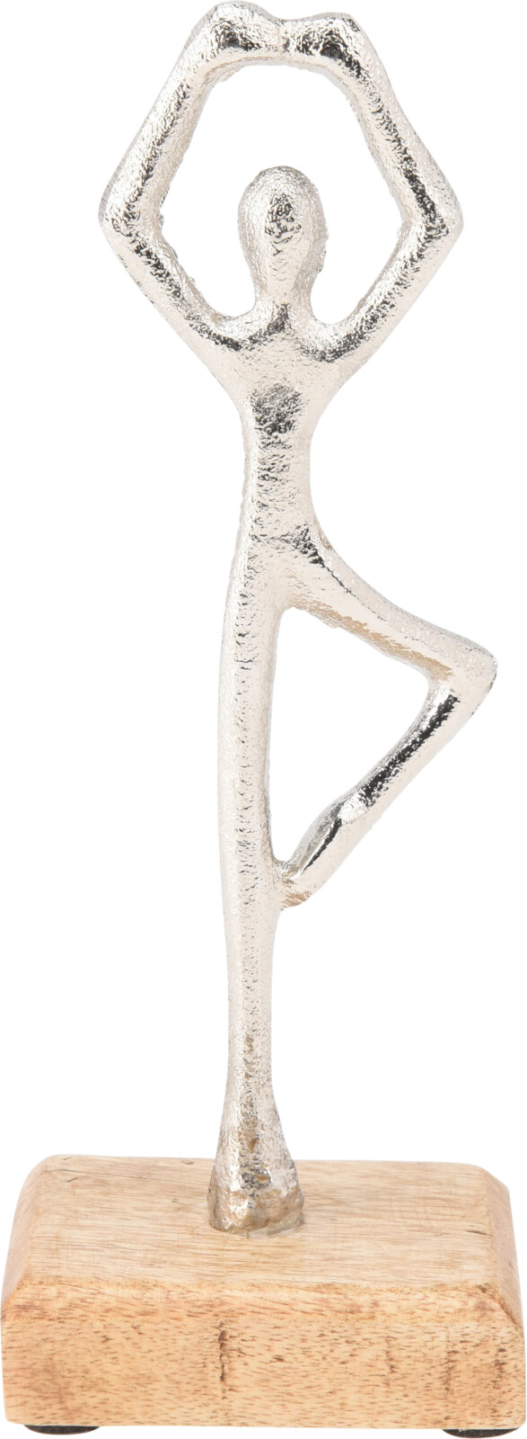 H&L Soška tančící postava na dřevěném podkladu 21cm, stříbrná, taneční pozice B