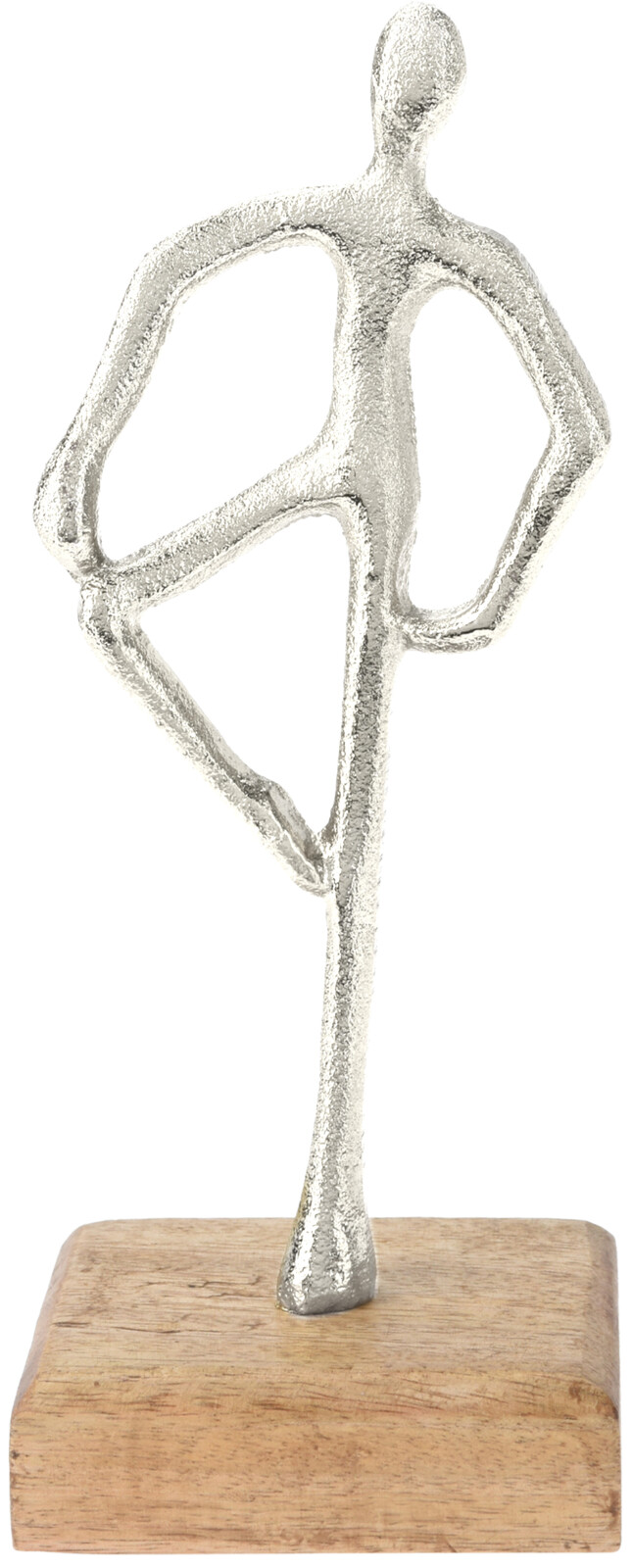 H&L Soška tančící postava na dřevěném podkladu 21cm, stříbrná, taneční pozice C