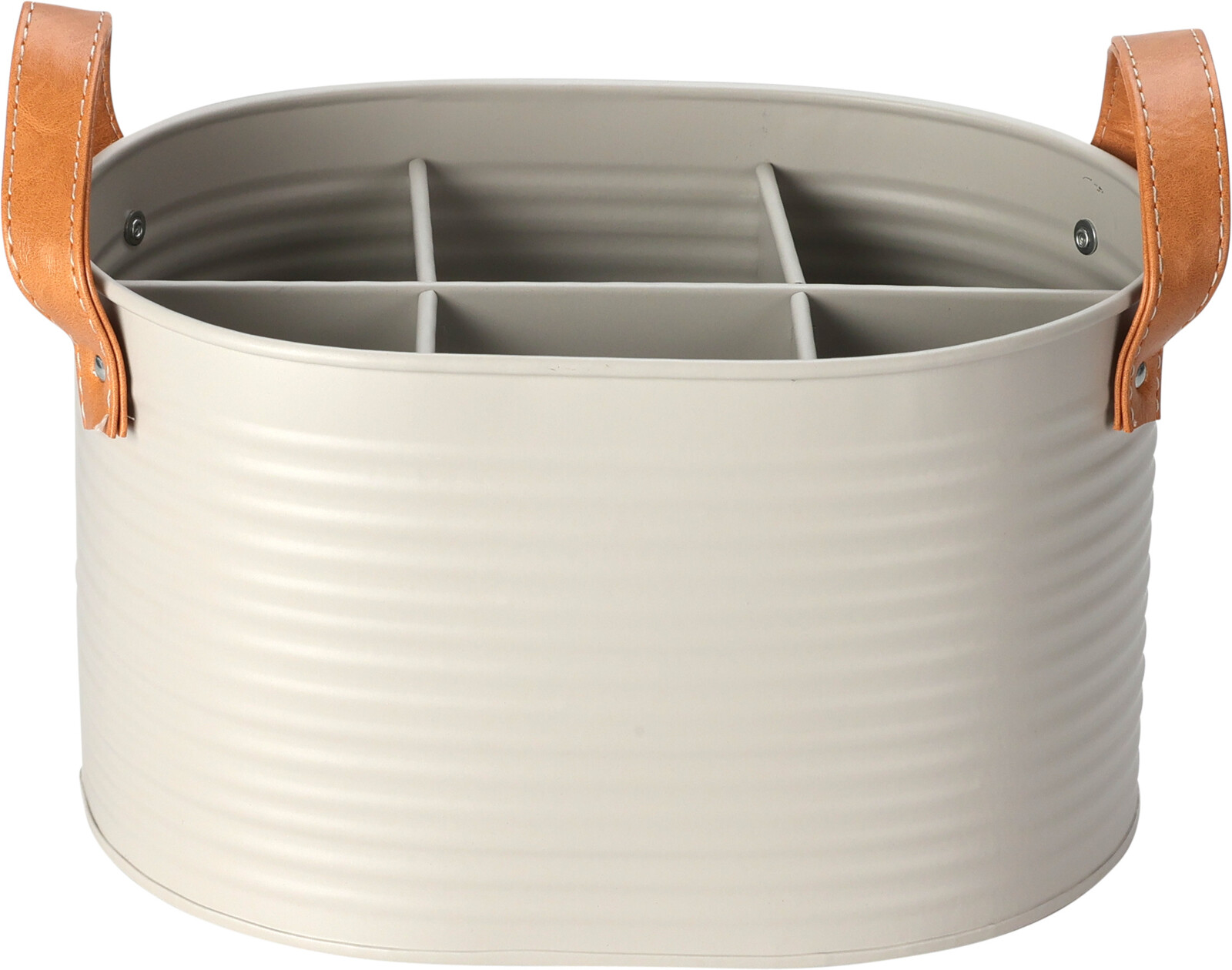 H&L Univezsální košík s koženkovými uchy, světlešedý