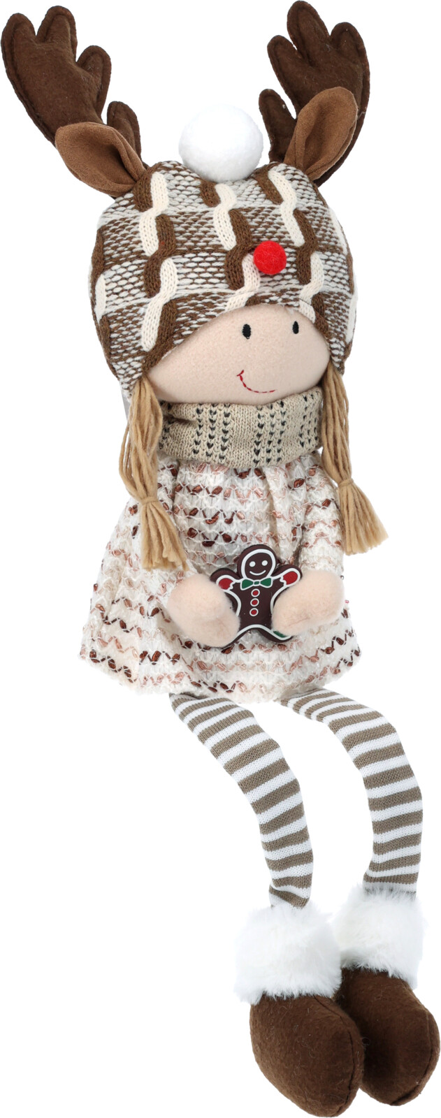 H&L Vánoční dekorace, sedící dívka Sob, 61cm, hnědá, béžová