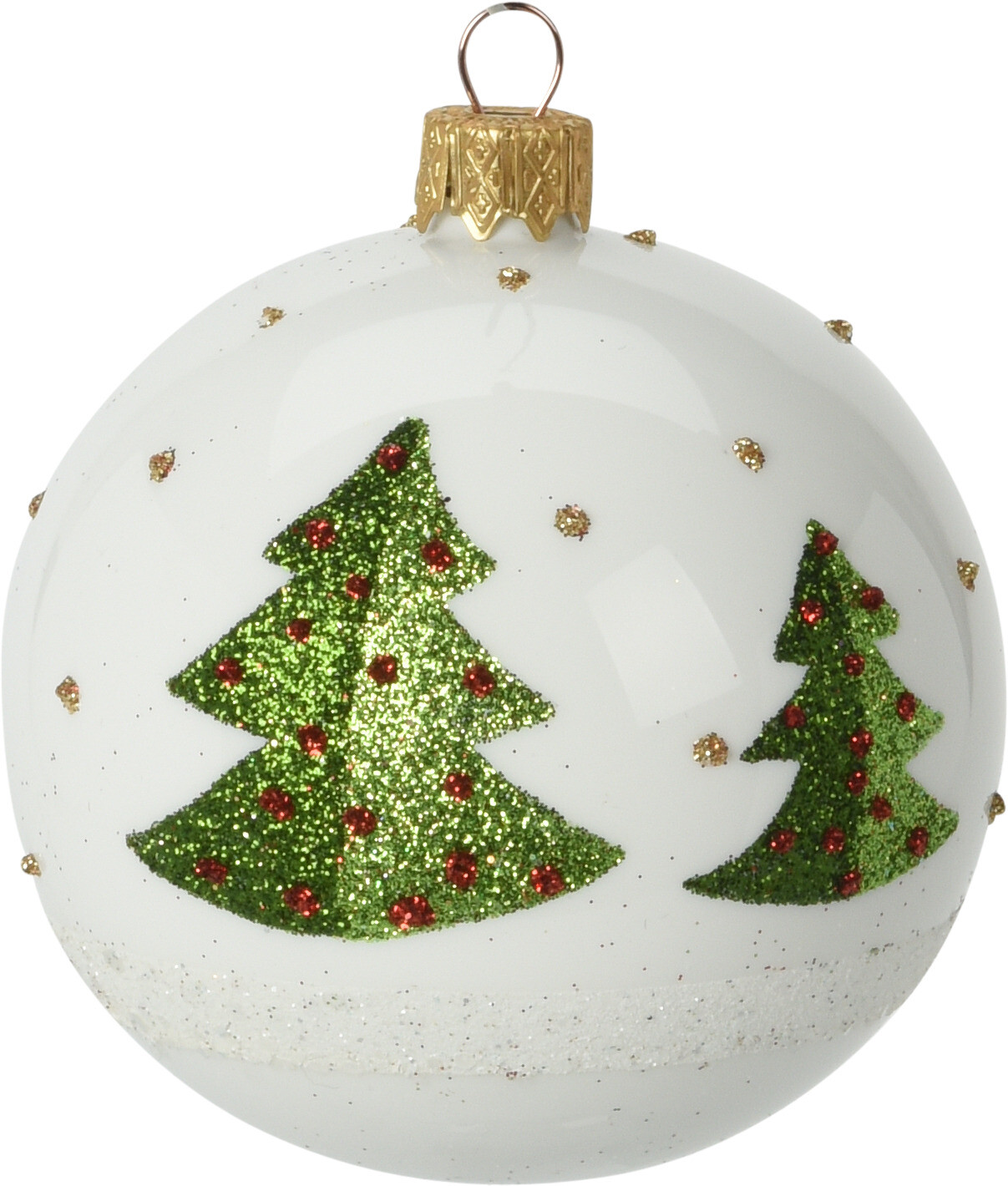 H&L Vánoční ozdoba koule ø 8cm, zelený strom s červenou