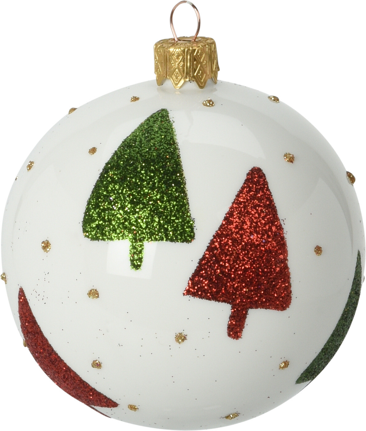 H&L Vánoční ozdoba koule ø 8cm, zelený/červený strom