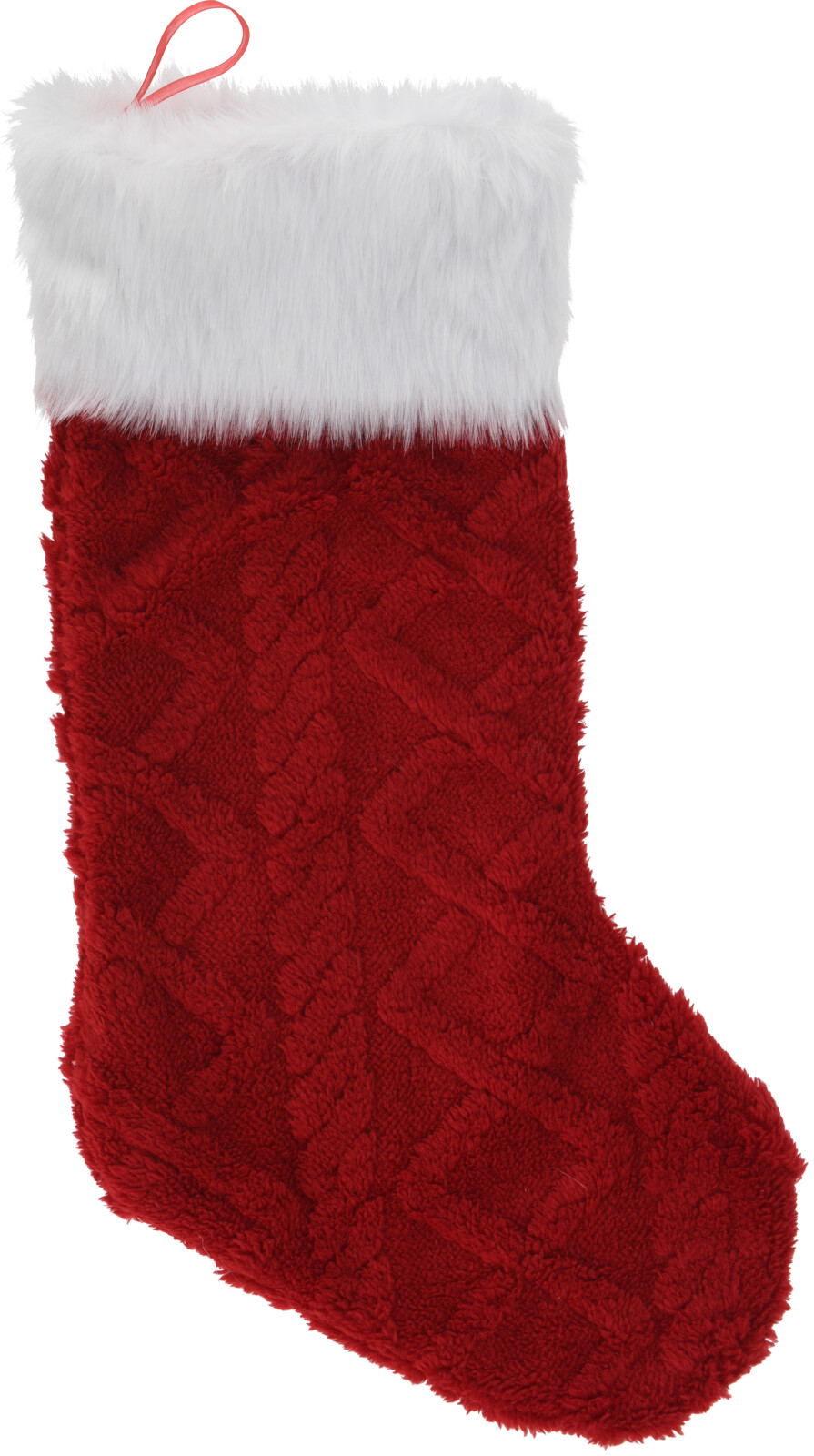 H&L Vánoční punčocha 27x50cm, pletený vzhled, červená