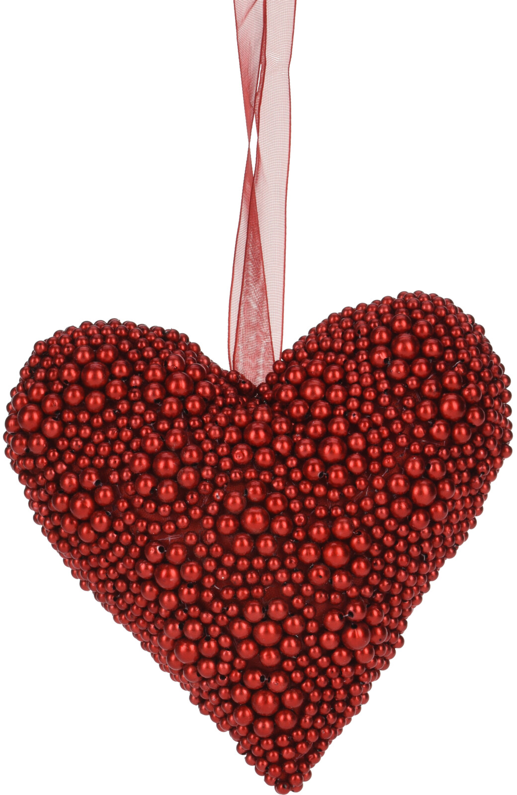H&L Závěsné korálkové SRDCE, 15cm, červená