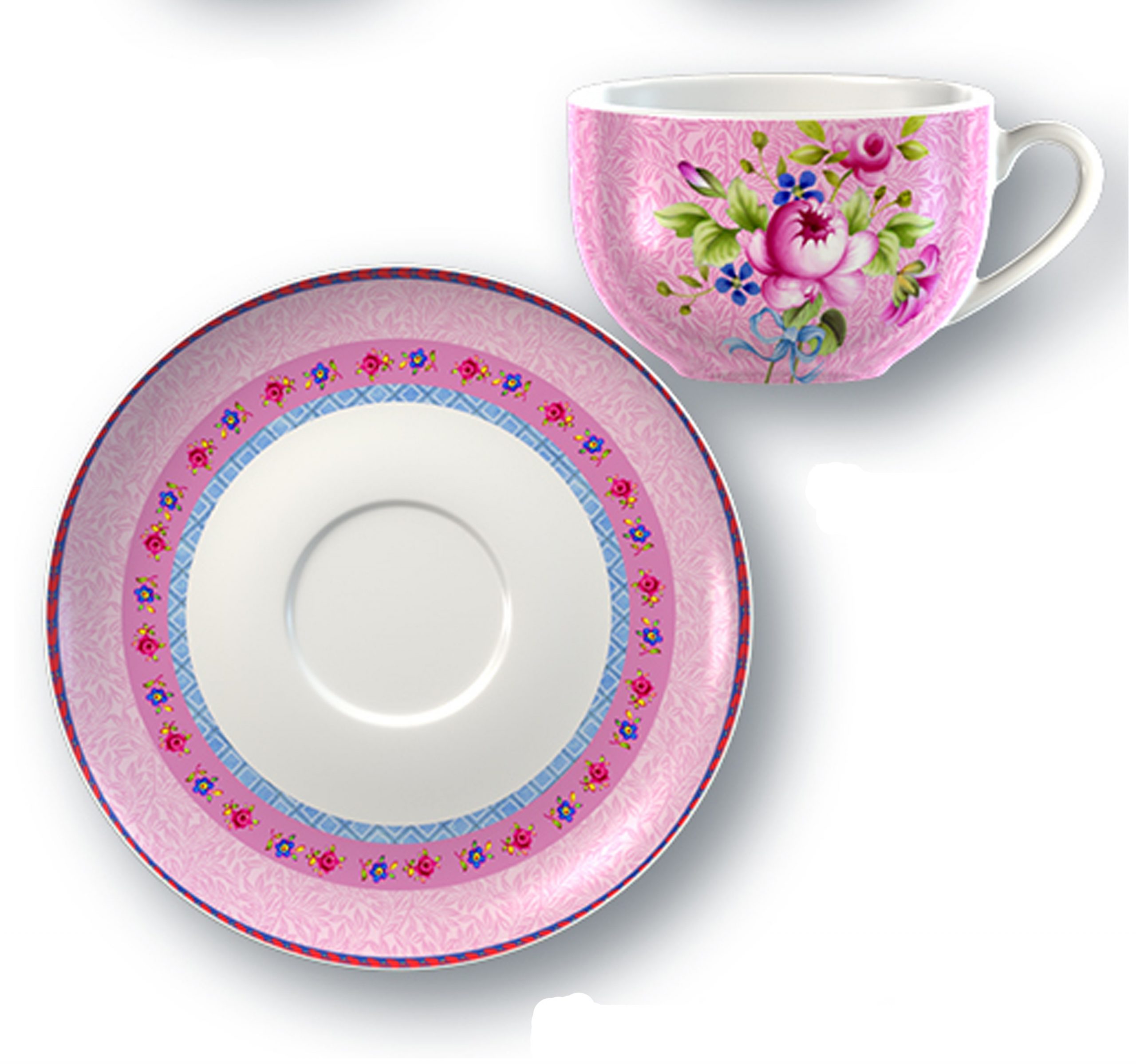 Kitchen Craft Keramický hrnek s podšálkem Rose Garden