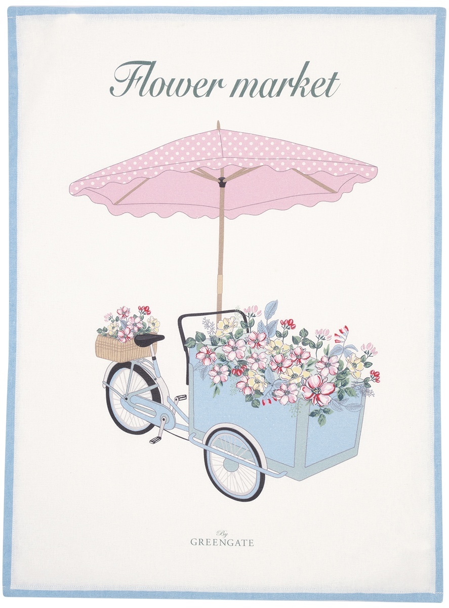 GreenGate Kuchyňská utěrka Portia Flowers White