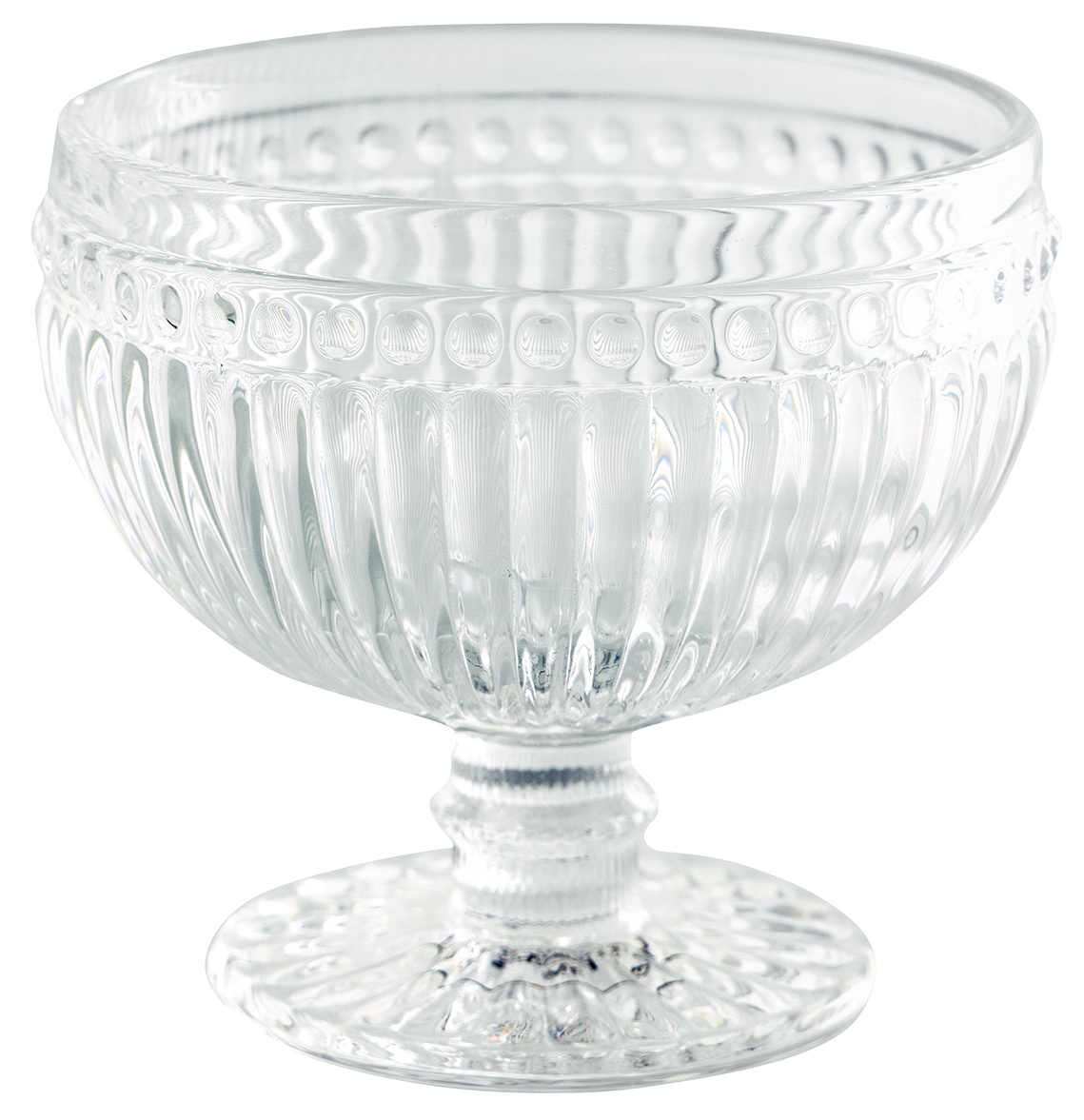 GreenGate Zdobená skleněná miska na nožce Alice Clear