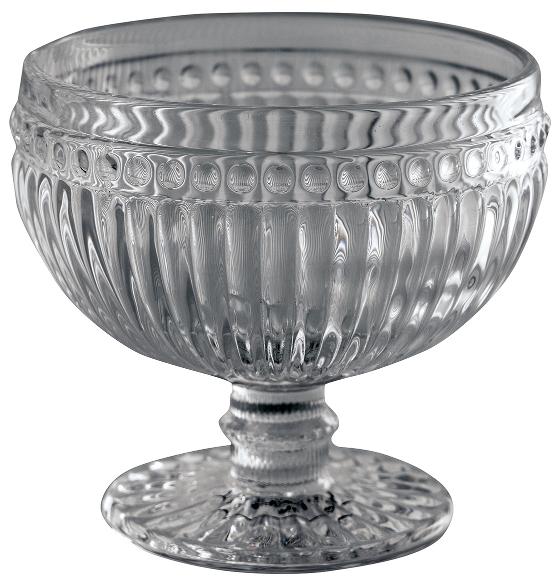 GreenGate Zdobená skleněná miska na nožce Alice Grey