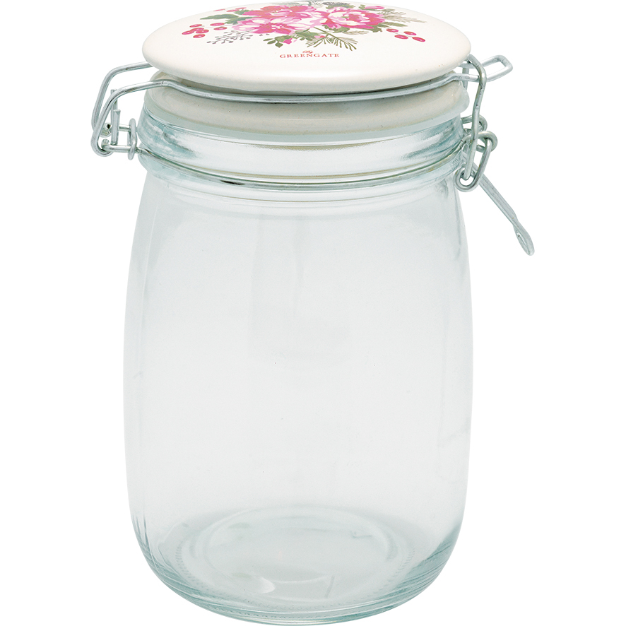 GreenGate Skleněná dóza Charline White