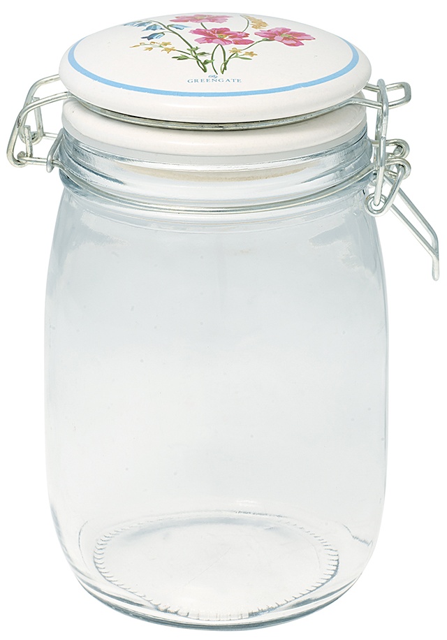 GreenGate Skleněná dóza Elwin White