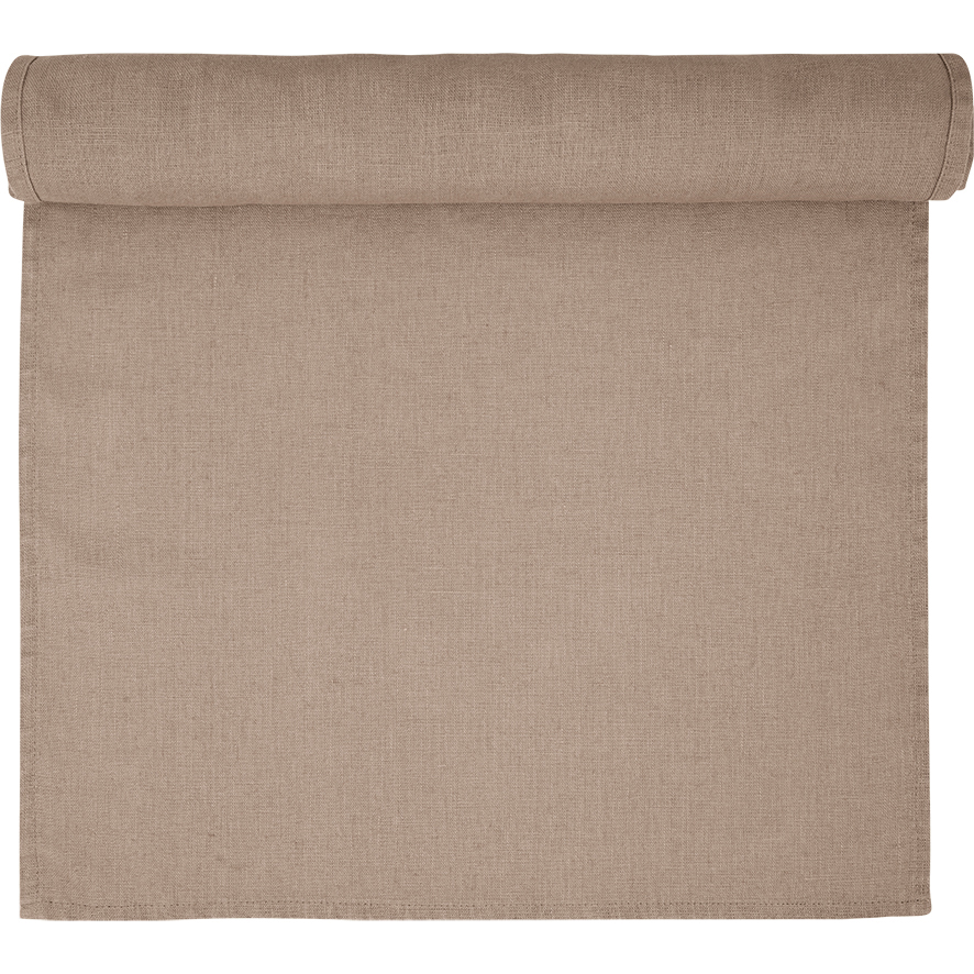 GreenGate Lněný běhoun hnědý 140x45