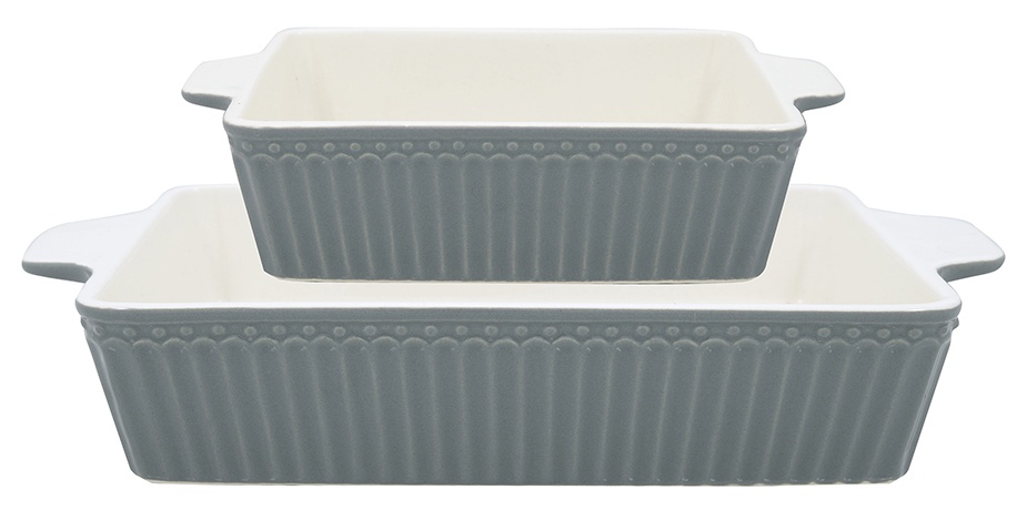 GreenGate Sada keramických pekáčků Alice Stone Grey malých