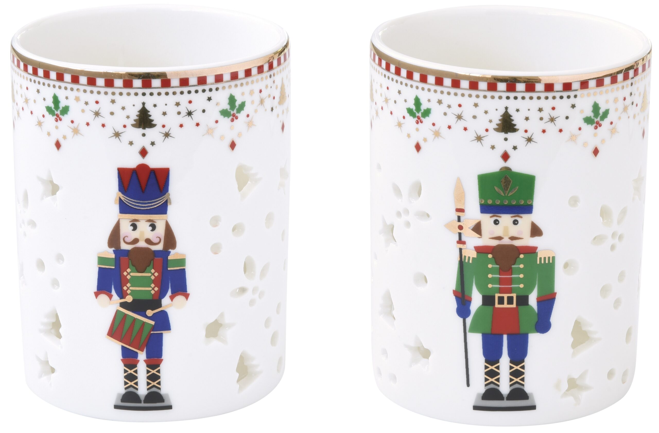 Easy Life Sada dvou porcelánových vánočních svícnů Nutcracker