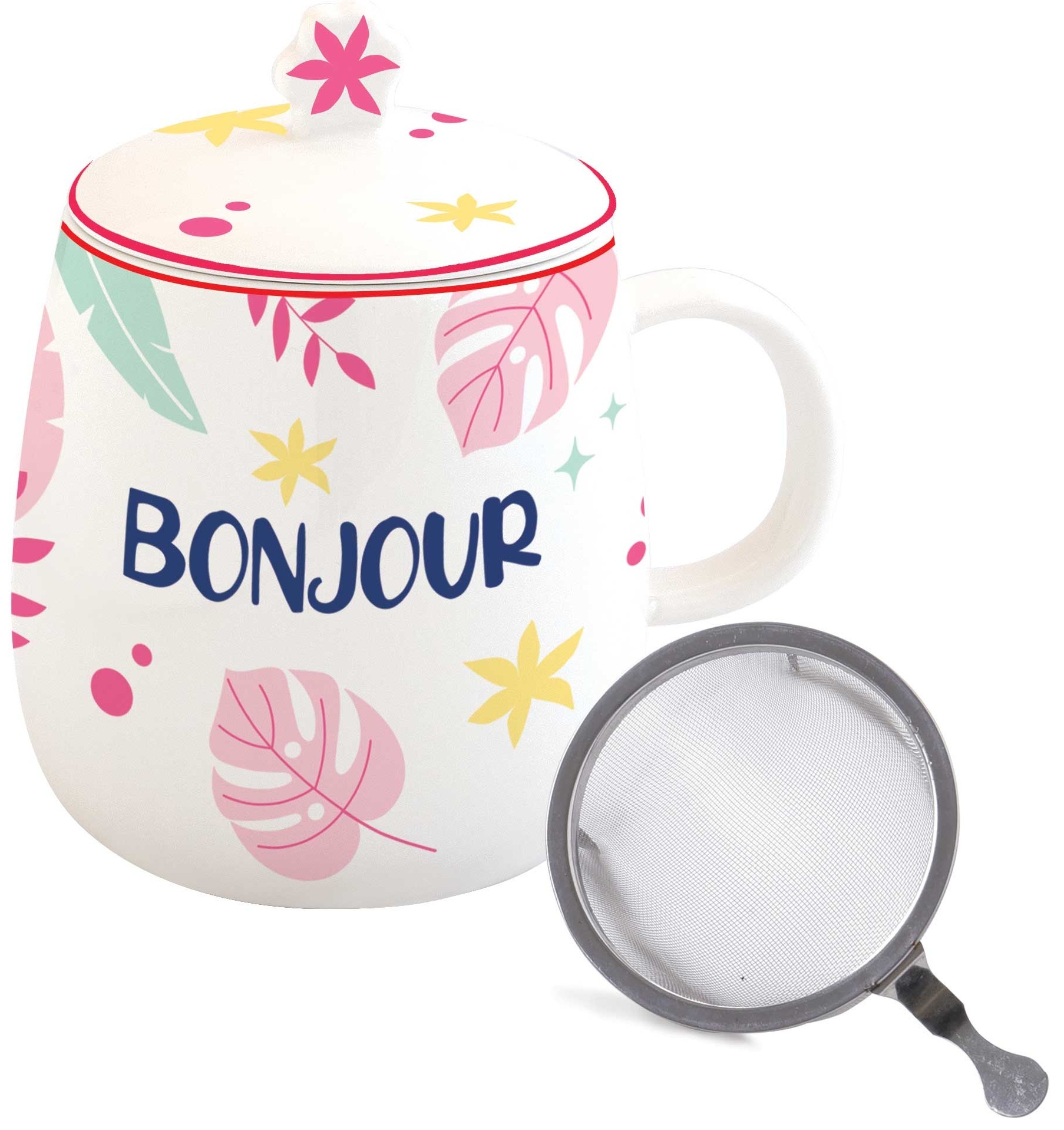 Easy Life Porcelánový hrnek se sítkem Twist & Match Aquamarine-Pink