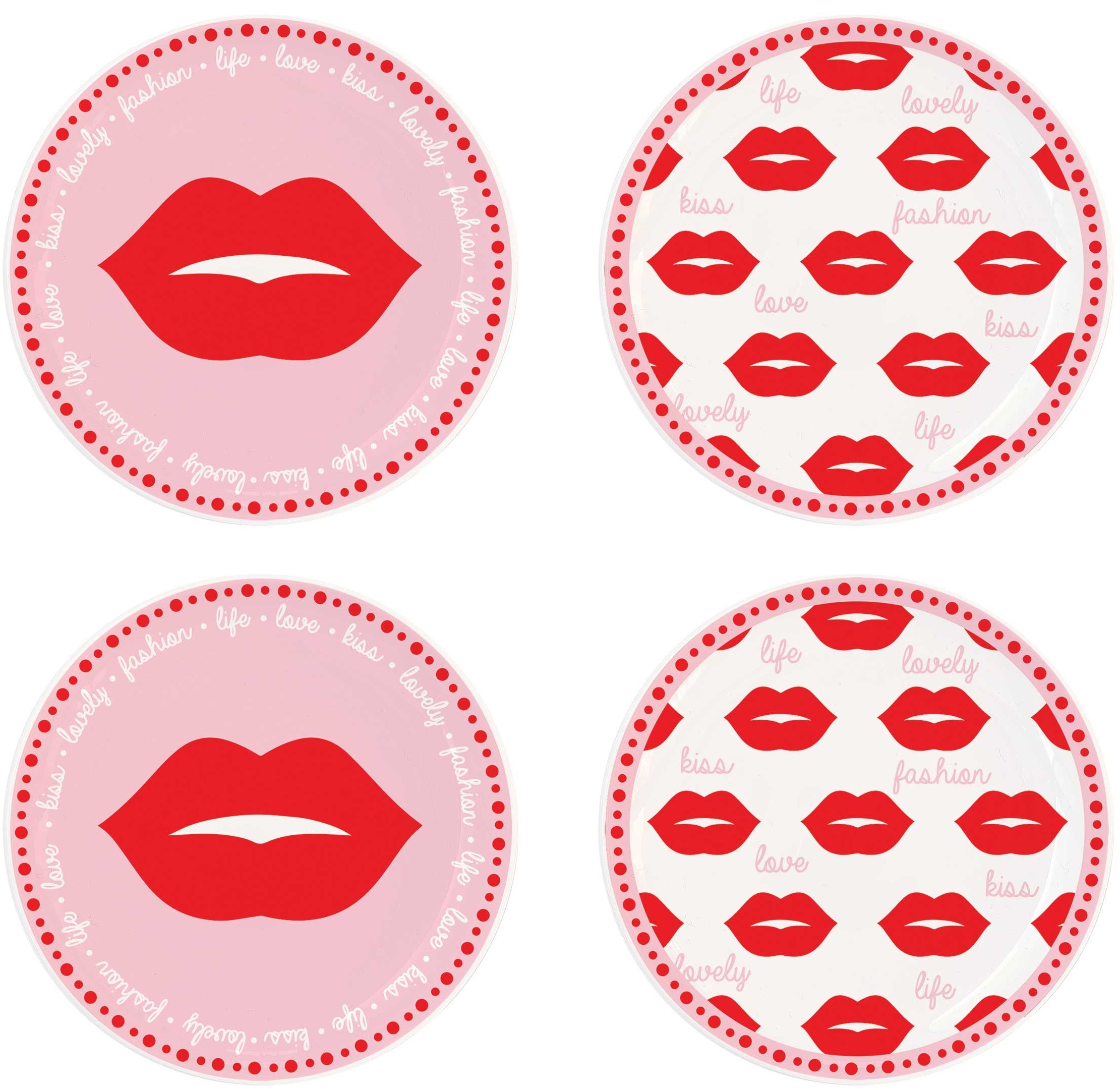 Easy Life Sada čtyř porcelánových odkládacích talířků Twist & Match Red