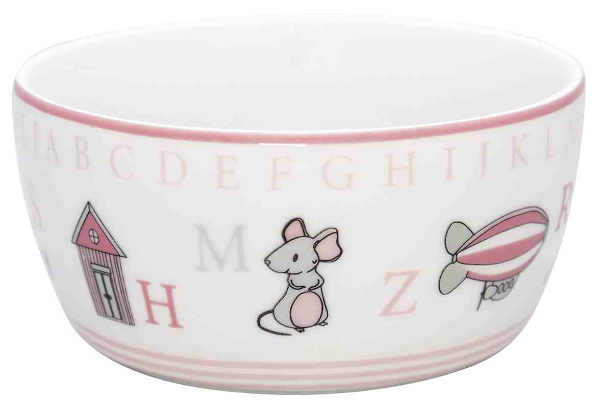 GreenGate Dětská porcelánová miska Charlie Pink