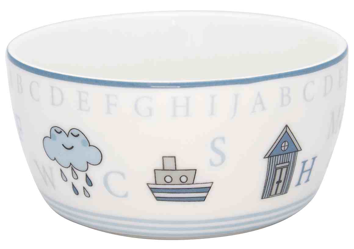 GreenGate Dětská porcelánová miska Charlie Blue