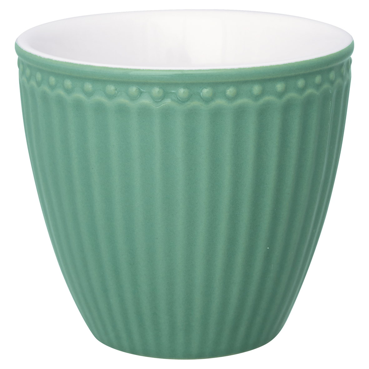 GreenGate Porcelánový hrnek na latté Alice Dusty Green