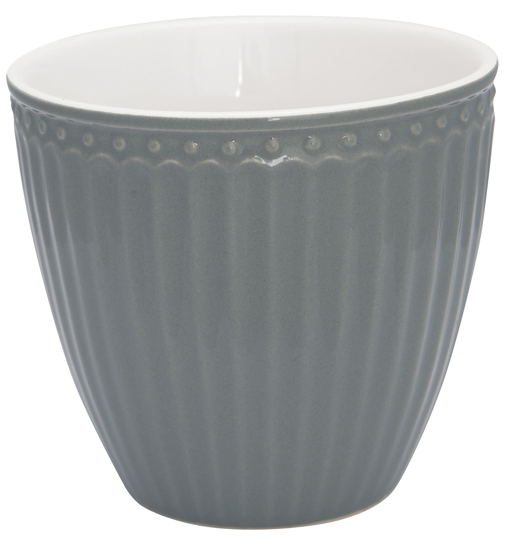 GreenGate Porcelánový hrnek na latté Alice Stone Grey