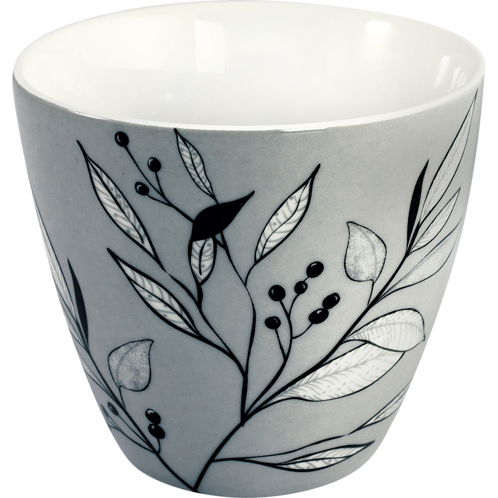 GreenGate Porcelánový hrnek na latté Drew Grey