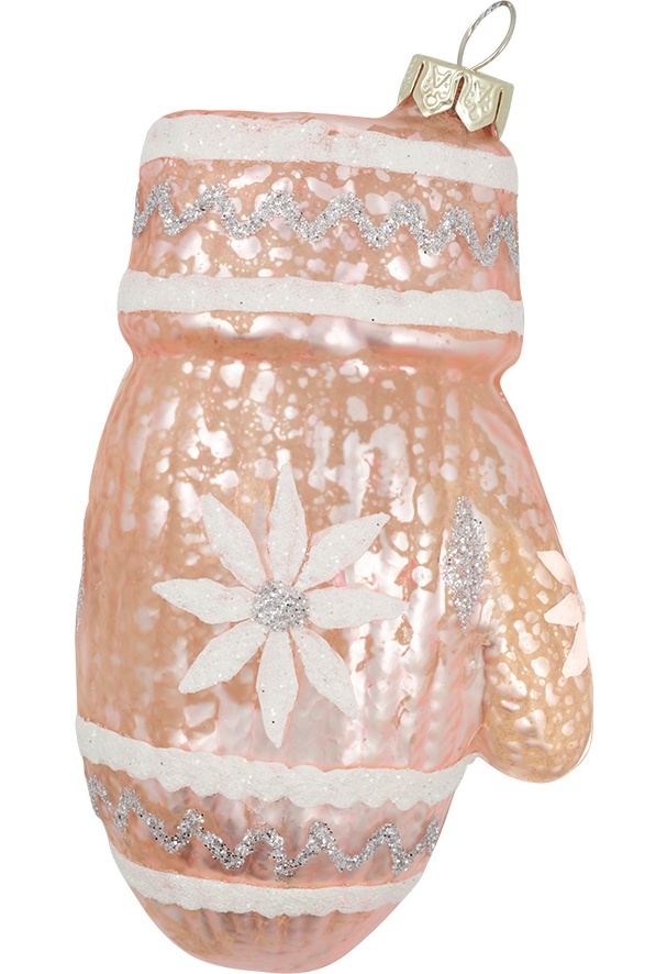 GreenGate Vánoční ozdoba rukavice Snowflake růžová