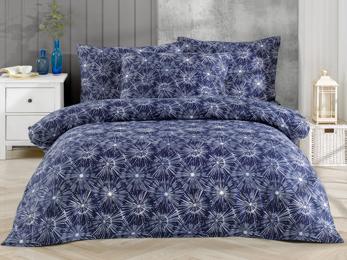 Francouzské povlečení Satén 220x220, 70x90cm Mirabel blue