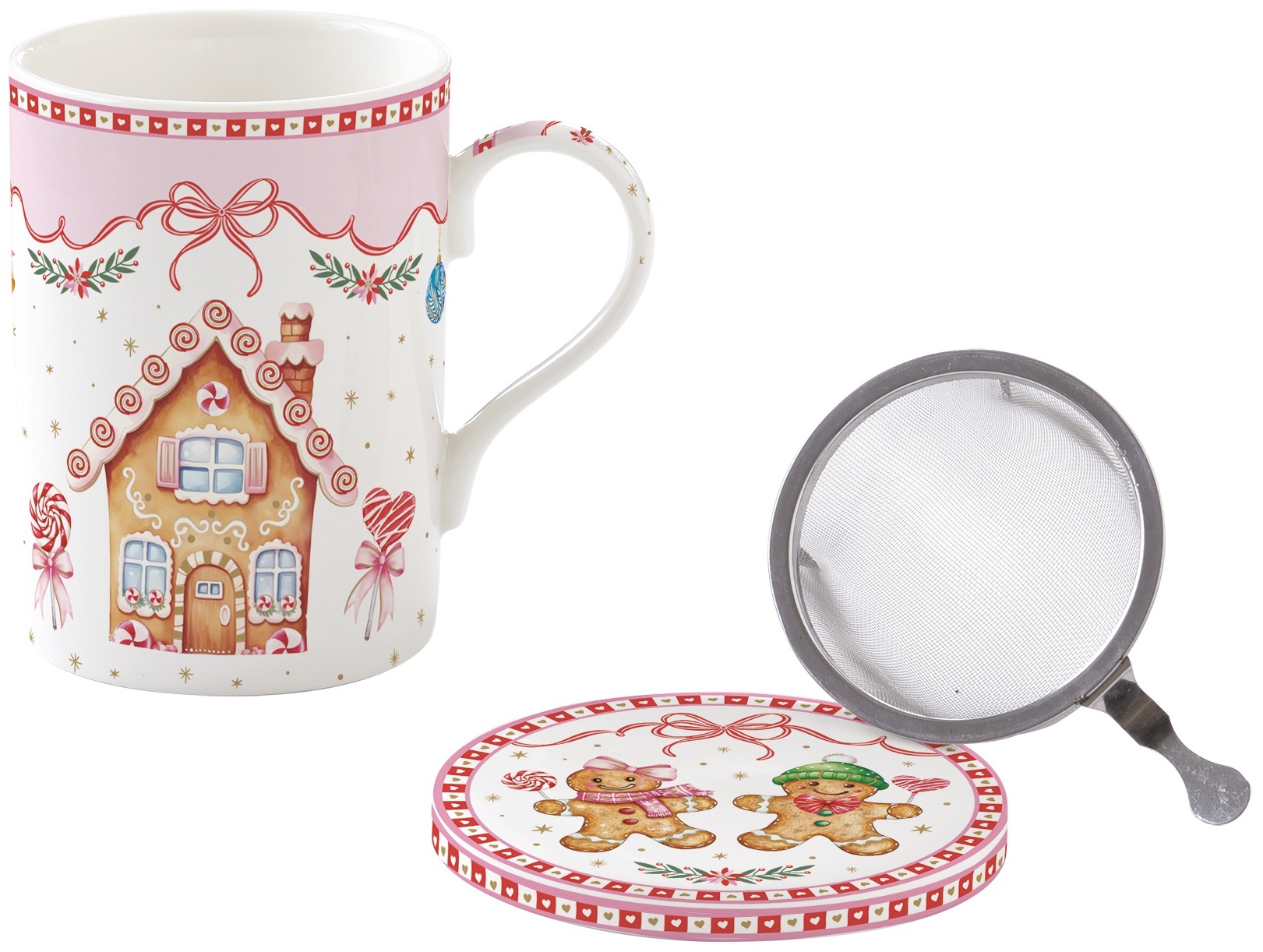 Easy Life Porcelánový hrnek se sítkem Sweet Christmas