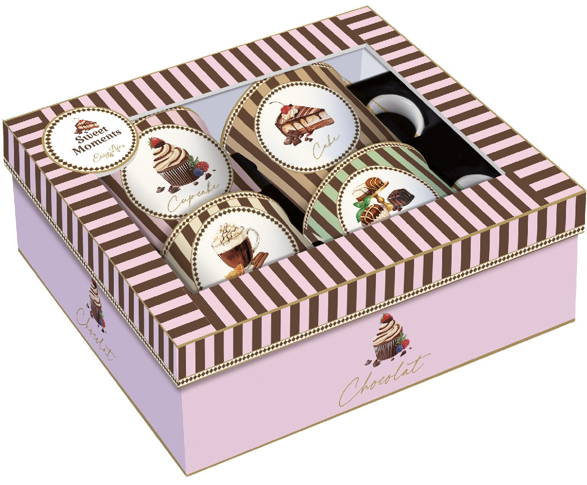 Easy Life Čtyři porcelánové hrnky Sweet Moments