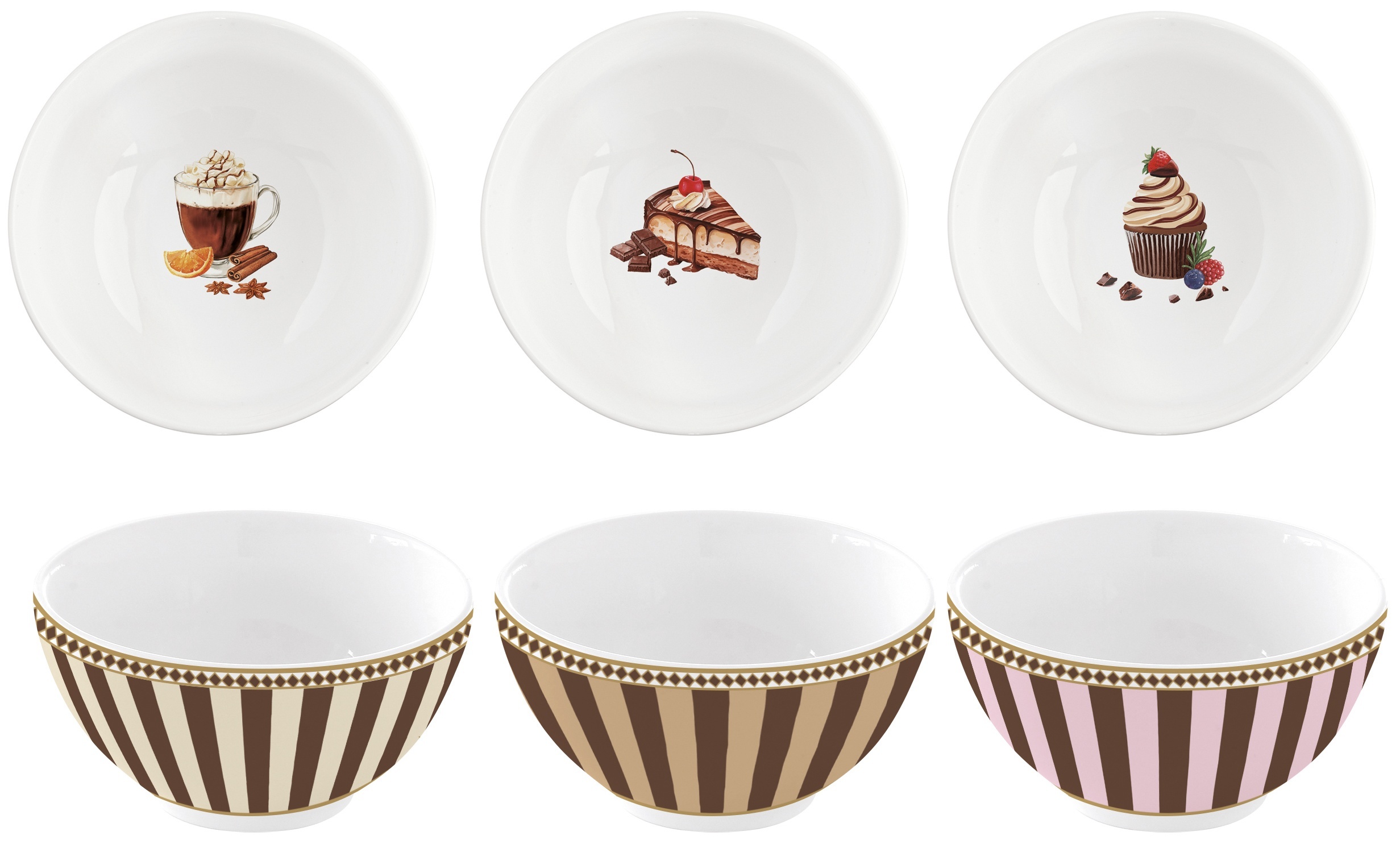 Easy Life Sada tří porcelánových misek Sweet Moments