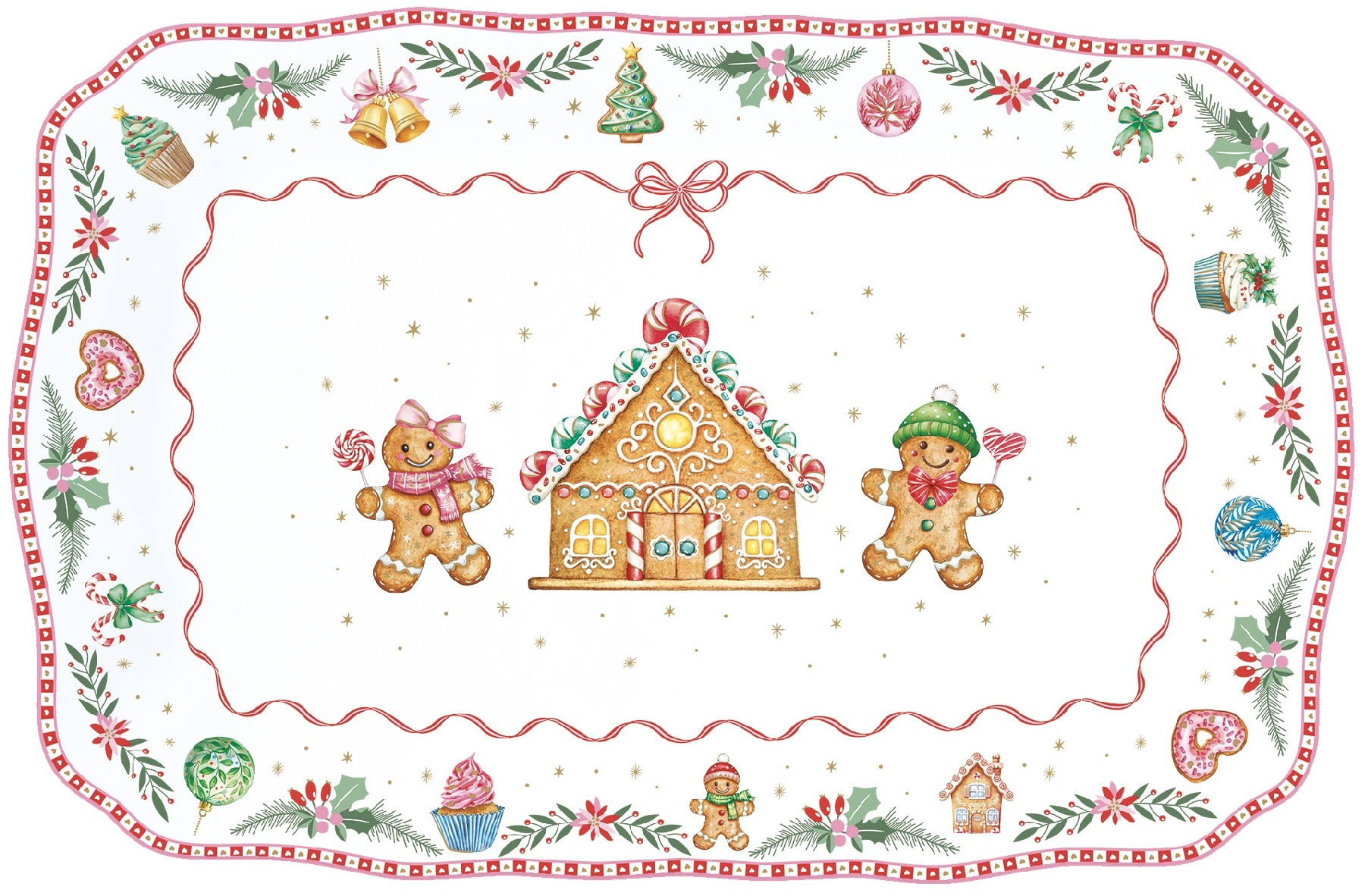 Easy Life Porcelánový servírovací tác Sweet Christmas obdélník