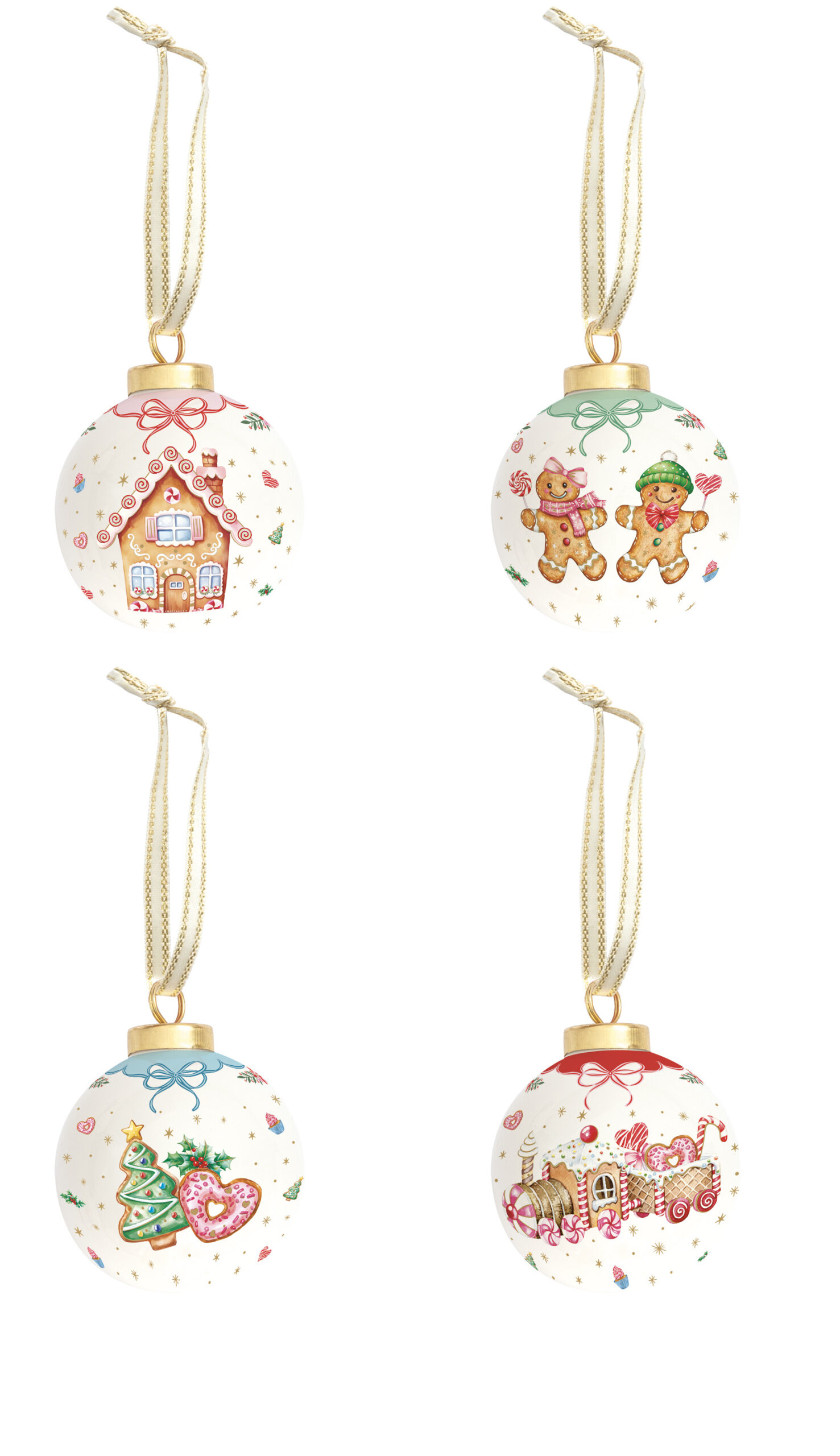 Easy Life Sada čtyř keramických vánočních ozdob Sweet Christmas