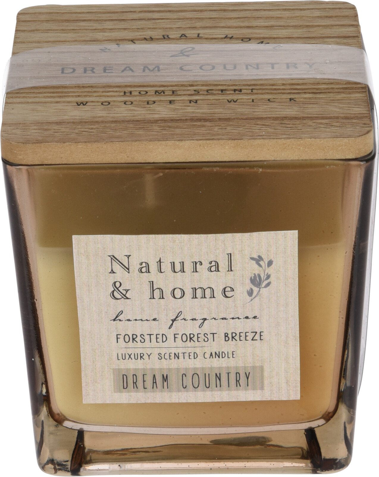 H&L Vonná svíčka ve skle, dřevěné víčko,10cm, šedá, vůně lesní vánek