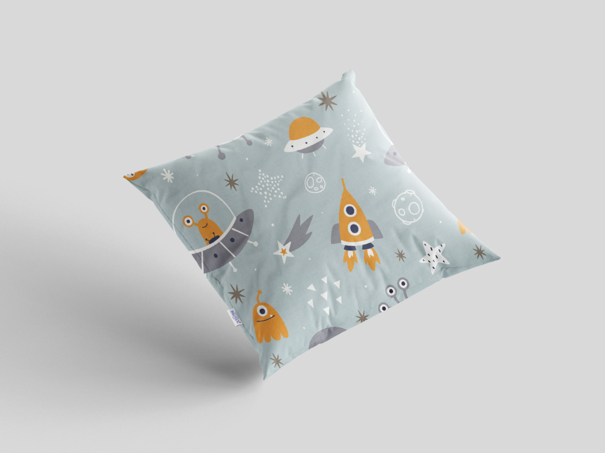 Krepový povlak na polštář 40x40 cm s dětským motivem vesmírné ufo
