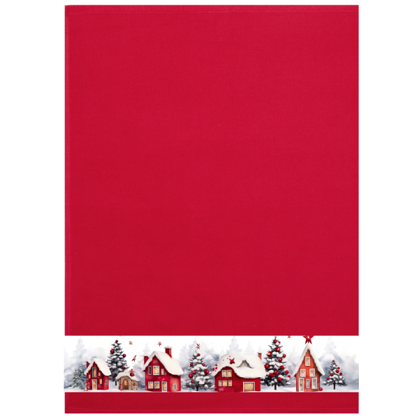 Framsohn froté ručník vánoční domečky červená