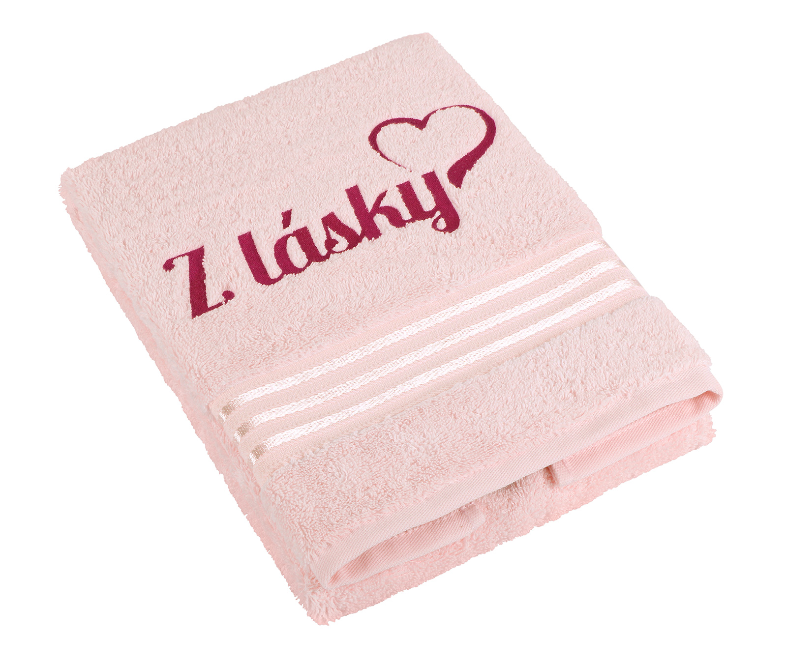 Froté ručník 50x100 cm 500g Linie růžová s výšivkou Z lásky