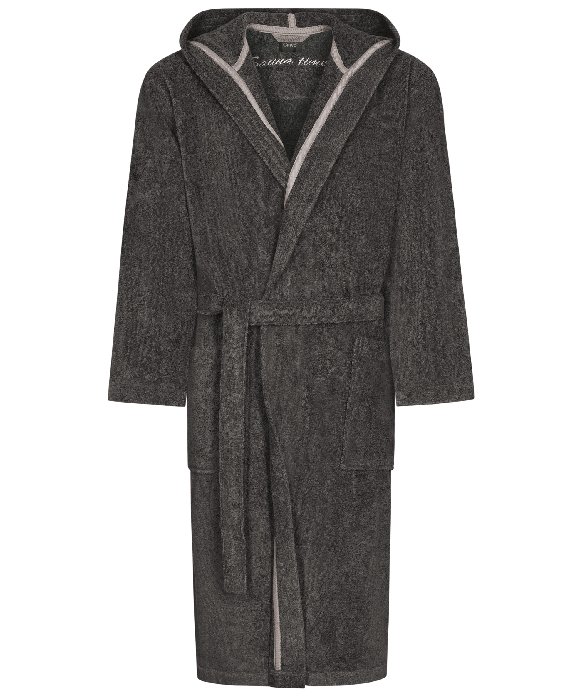 Pánský župan s kapucí Sauna Time 833 – tmavě šedý, CAWÖ Velikost: M