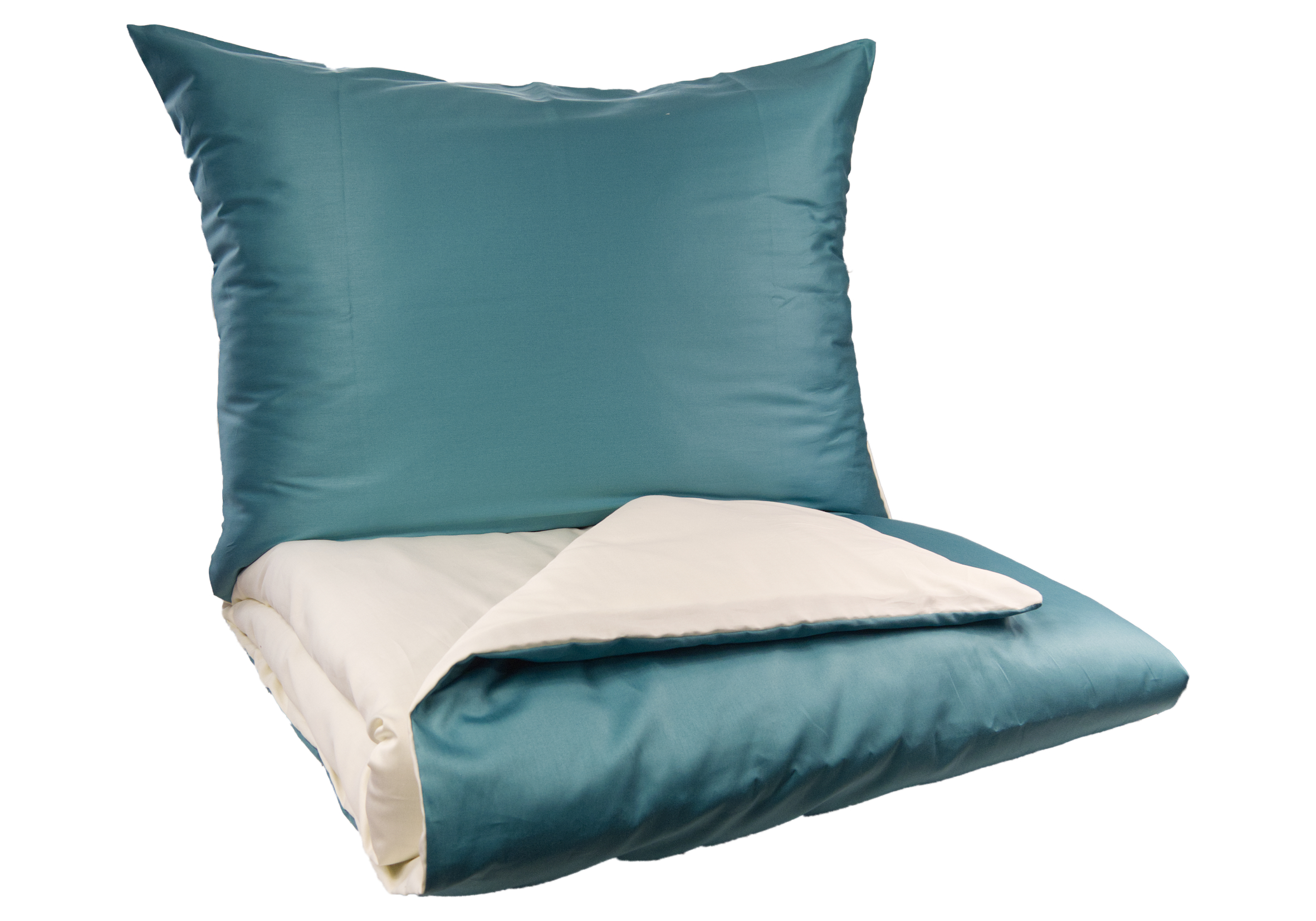 Francouzské povlečení Satén UNI DUO 220x200, 70x90cm petrol/smetanová