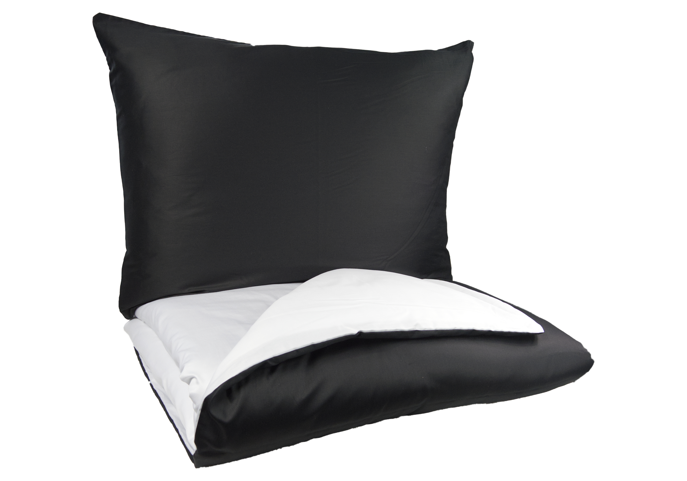 Prodloužené povlečení Satén UNI DUO 140x220, 70x90cm černá/bílá