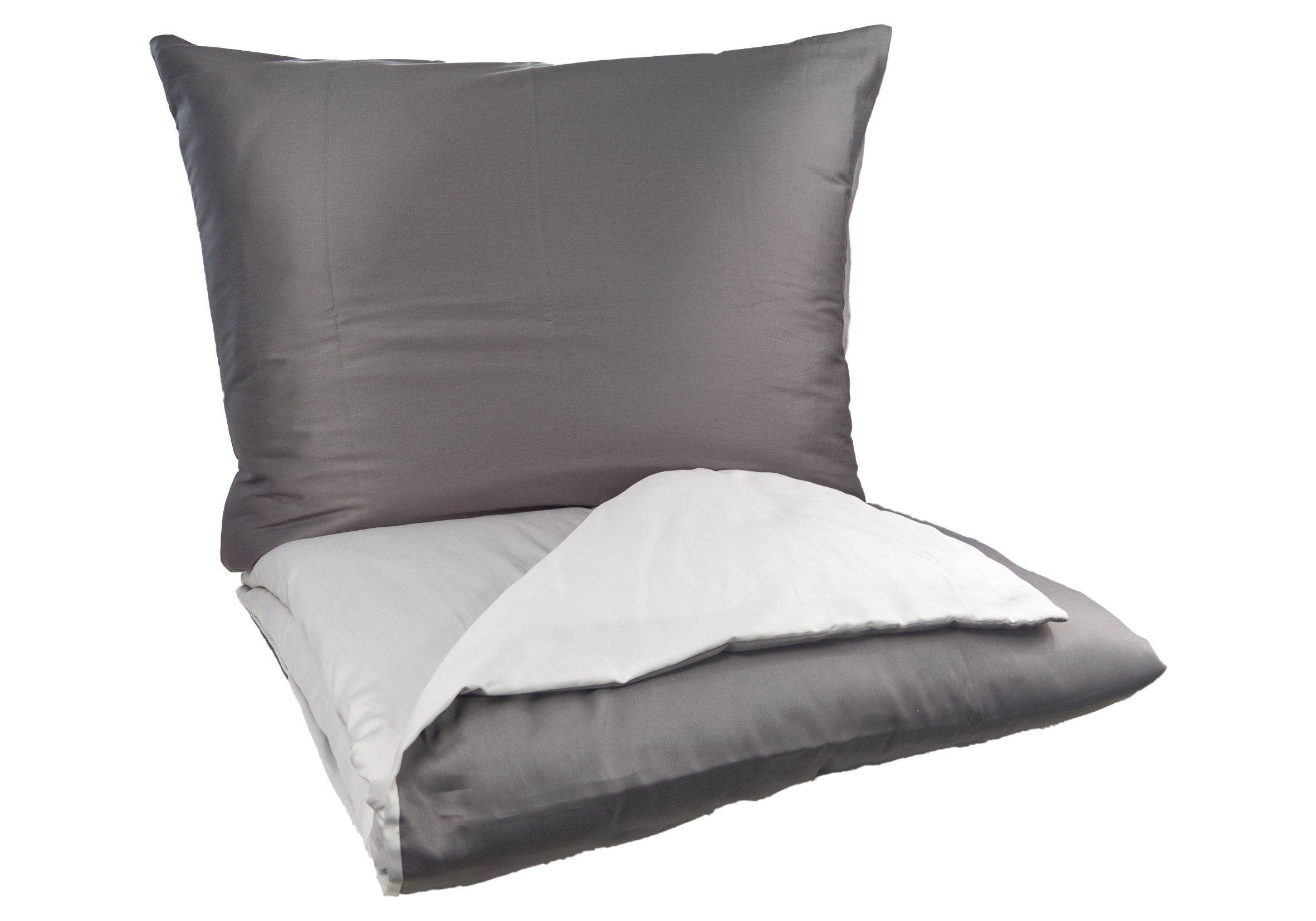 Francouzské povlečení Satén UNI DUO 220x220, 70x90cm antracit/světle šedá