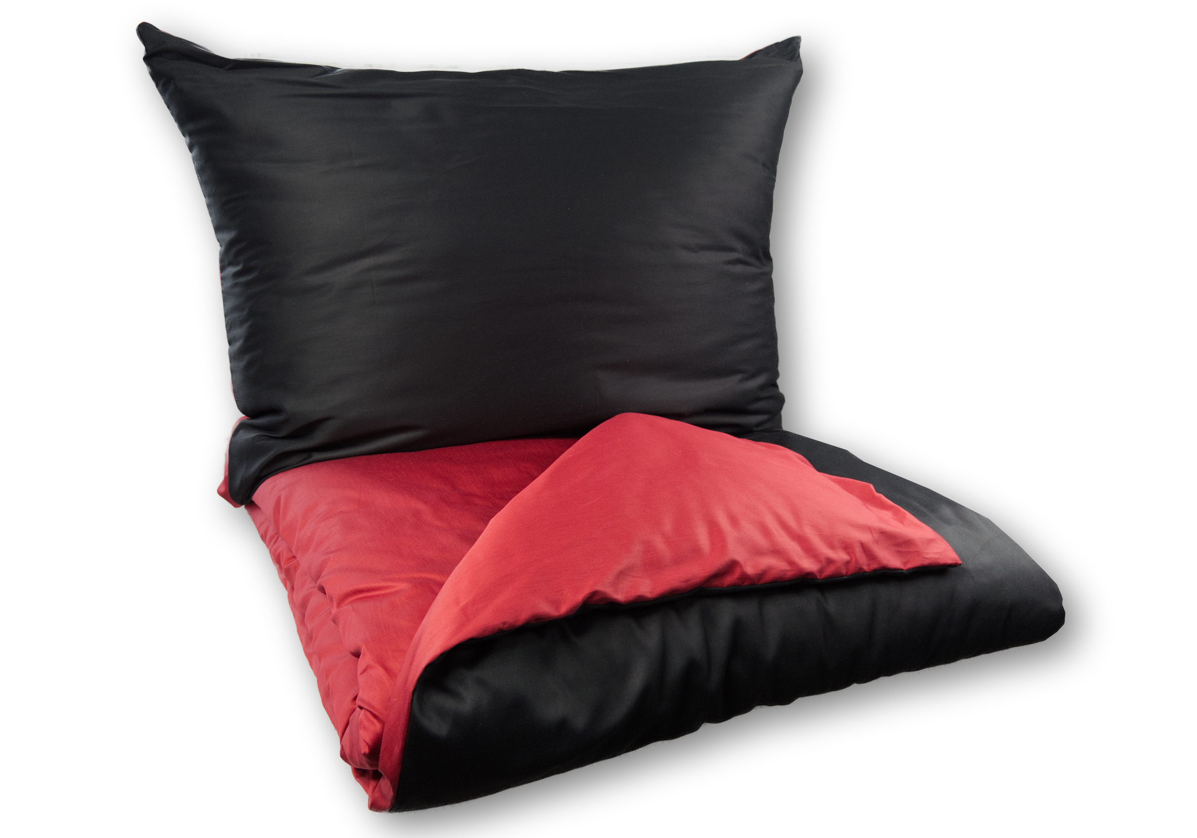 Povlečení Satén UNI DUO 140x200, 70x90cm černá/vínová