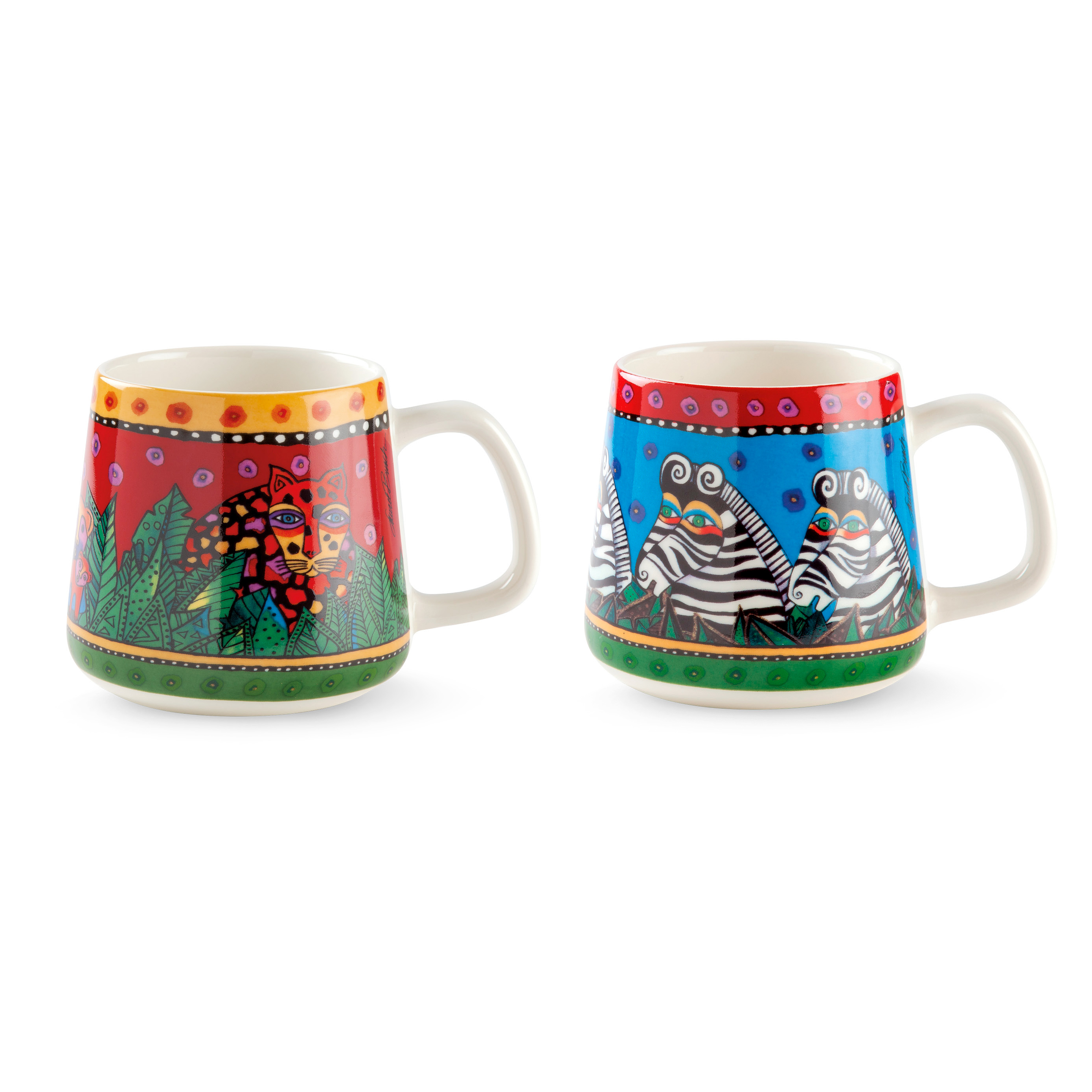 EGAN LAUREL BURCH JUNGLE SONG Sada 2 ks hrnek světle modrá/červená 360 ml